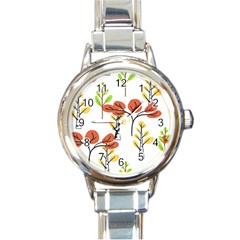 Tree Auntumn Leaf Round Italian Charm Watch