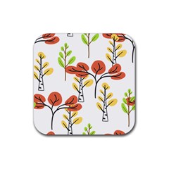 Tree Auntumn Leaf Rubber Coaster (square)  by Alisyart