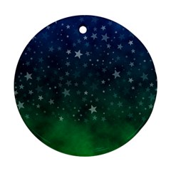 Background Blue Green Stars Night Ornament (round) by Alisyart