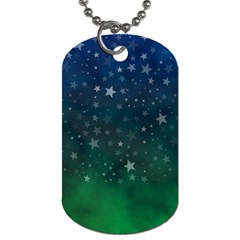 Background Blue Green Stars Night Dog Tag (two Sides) by Alisyart