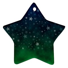 Background Blue Green Stars Night Star Ornament (two Sides)