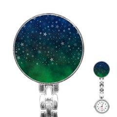 Background Blue Green Stars Night Stainless Steel Nurses Watch by Alisyart