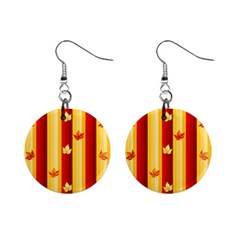 Autumn Fall Leaves Vertical Mini Button Earrings