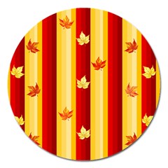 Autumn Fall Leaves Vertical Magnet 5  (round)