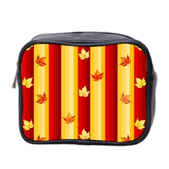 Autumn Fall Leaves Vertical Mini Toiletries Bag (two Sides) by Alisyart