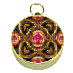 Kaleidoscope Art Pattern Ornament Gold Compasses by Pakrebo