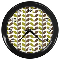 Leaf Plant Pattern Seamless Wall Clock (black) by Pakrebo