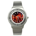 Background Fractal Abstract Stainless Steel Watch Front