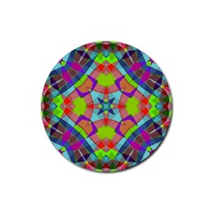 Farbenpracht Kaleidoscope Pattern Rubber Coaster (round)  by Pakrebo