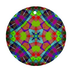 Farbenpracht Kaleidoscope Pattern Round Ornament (two Sides) by Pakrebo