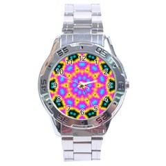 Background Fractal Structure Stainless Steel Analogue Watch by Pakrebo