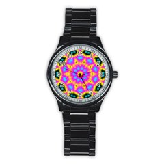 Background Fractal Structure Stainless Steel Round Watch by Pakrebo