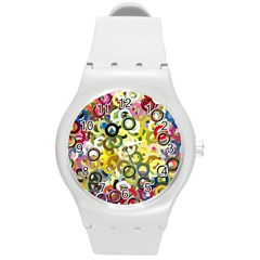 Pattern Background Abstract Color Round Plastic Sport Watch (m) by Pakrebo