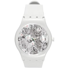 Blossoming Through The Snow Round Plastic Sport Watch (m)