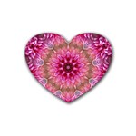 Flower Mandala Art Pink Abstract Heart Coaster (4 pack)  Front