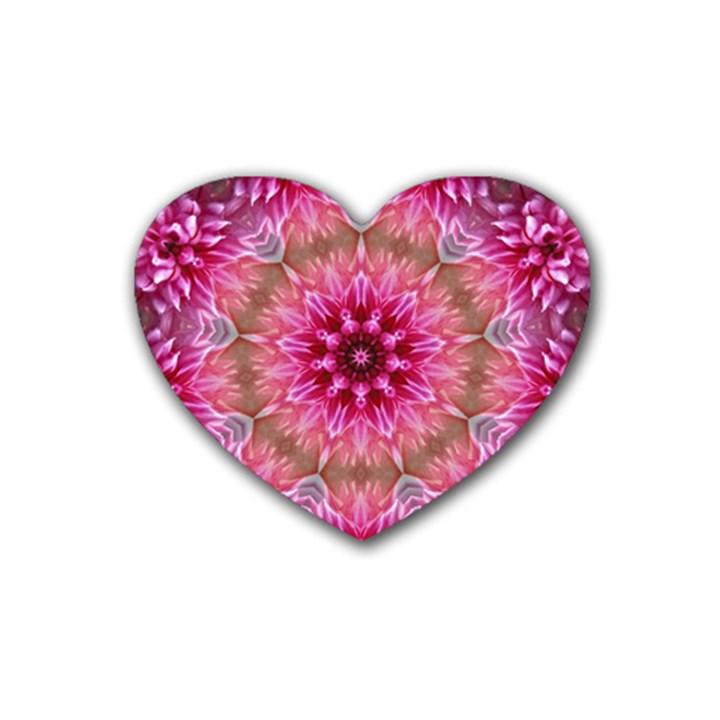 Flower Mandala Art Pink Abstract Heart Coaster (4 pack) 