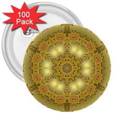 Pattern Background Gold Golden 3  Buttons (100 Pack)  by Pakrebo