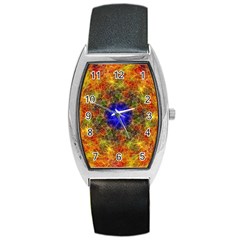 Background Image Tile Abstract Barrel Style Metal Watch by Pakrebo