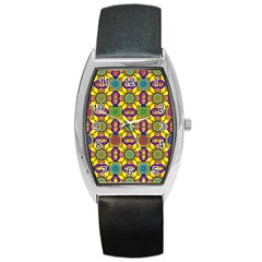 Background Image Geometric Barrel Style Metal Watch by Pakrebo