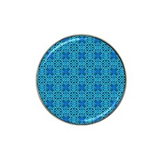 Background Image Tile Pattern Blue Hat Clip Ball Marker (4 Pack) by Pakrebo