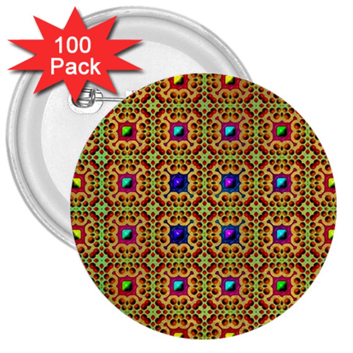 Background Image Tile Pattern 3  Buttons (100 pack) 