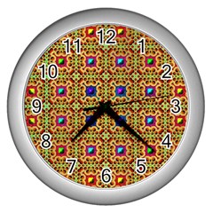 Background Image Tile Pattern Wall Clock (Silver)