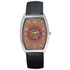 Tile Background Image Ornament Barrel Style Metal Watch by Pakrebo