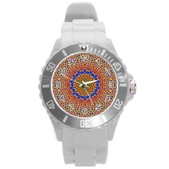 Tile Background Image Ornament Round Plastic Sport Watch (l) by Pakrebo