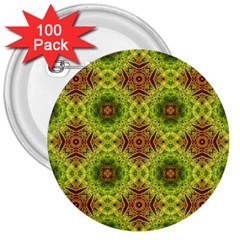 Tile Background Image Pattern Green 3  Buttons (100 Pack)  by Pakrebo