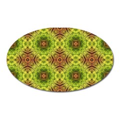 Tile Background Image Pattern Green Oval Magnet by Pakrebo