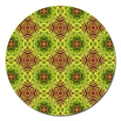 Tile Background Image Pattern Green Magnet 5  (round) by Pakrebo
