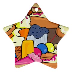 Sweet Dessert Food Muffin Cake Star Ornament (two Sides)
