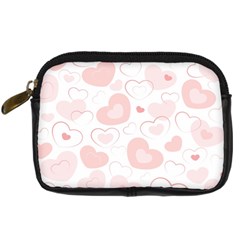 Pastel Pink Hearts Digital Camera Leather Case by retrotoomoderndesigns