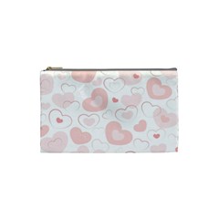 Pastel Pink Hearts Cosmetic Bag (small) by retrotoomoderndesigns