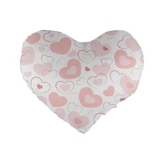 Pastel Pink Hearts Standard 16  Premium Flano Heart Shape Cushions