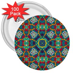 Farbenpracht Kaleidoscope Art 3  Buttons (100 Pack) 