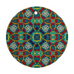Farbenpracht Kaleidoscope Art Round Ornament (two Sides) by Pakrebo