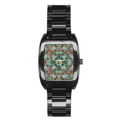 Farbenpracht Kaleidoscope Art Stainless Steel Barrel Watch by Pakrebo