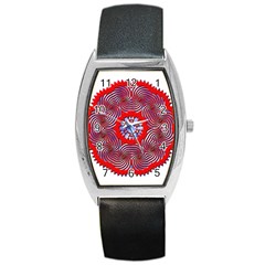 Tile Pattern Background Image Barrel Style Metal Watch by Pakrebo