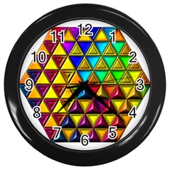 Cube Diced Tile Background Image Wall Clock (black) by Pakrebo