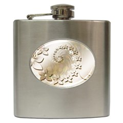 Flora Flowers Background Leaf Hip Flask (6 Oz)