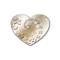 Flora Flowers Background Leaf Heart Coaster (4 Pack) 