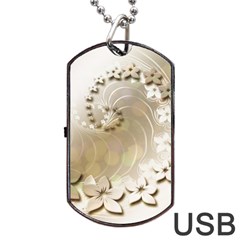 Flora Flowers Background Leaf Dog Tag Usb Flash (one Side) by Mariart