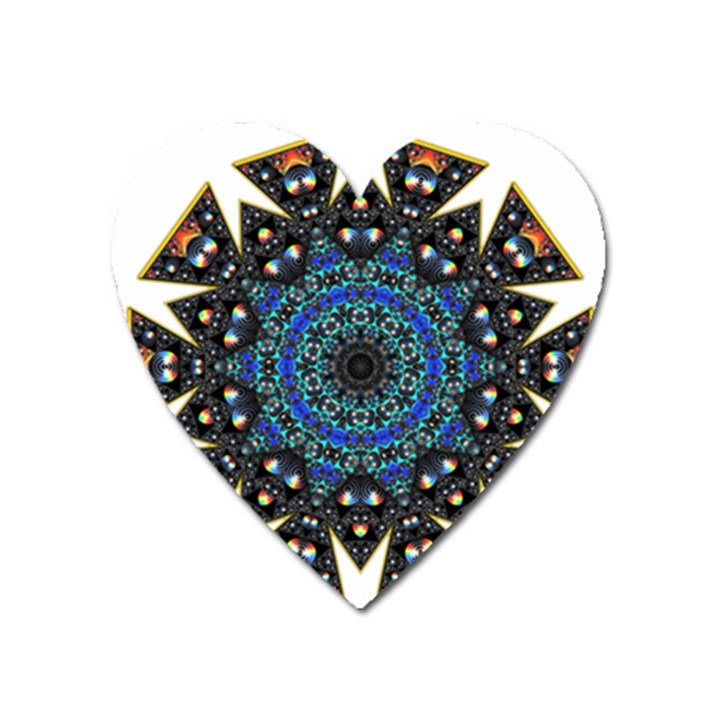 Fractal Tile Kaleidoscope Design Heart Magnet