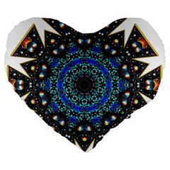 Fractal Tile Kaleidoscope Design Large 19  Premium Flano Heart Shape Cushions