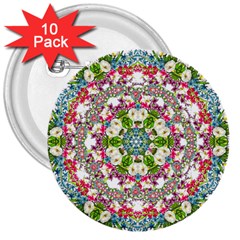 Floral Wreath Tile Background Image 3  Buttons (10 pack) 