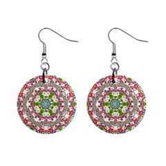 Floral Wreath Tile Background Image Mini Button Earrings by Pakrebo