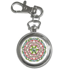 Floral Wreath Tile Background Image Key Chain Watches
