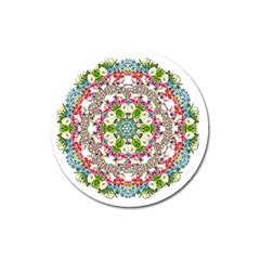 Floral Wreath Tile Background Image Magnet 3  (Round)