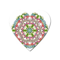 Floral Wreath Tile Background Image Heart Magnet